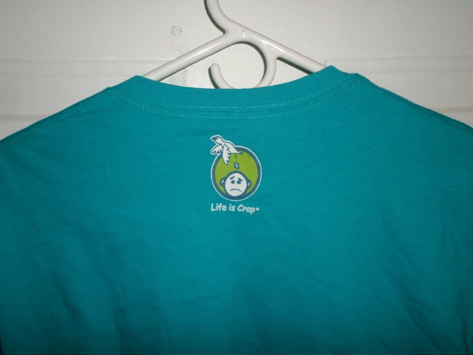 Camiseta Life Is Crap Azul Fuera de Café 100% Algodón Mediana Nueva Con Etiquetas Foto 3 de 4