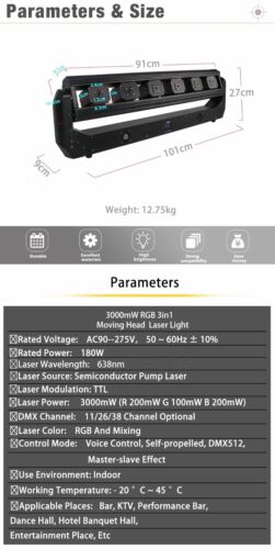 6 Eyes 500mW RGB 3in1 Moving Head Light Laser for DJ disco Club Bar Lamp - Picture 2 of 17