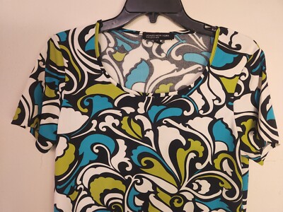 Jones New York Collections Womens M Multicolor Short Sleeve Top 21