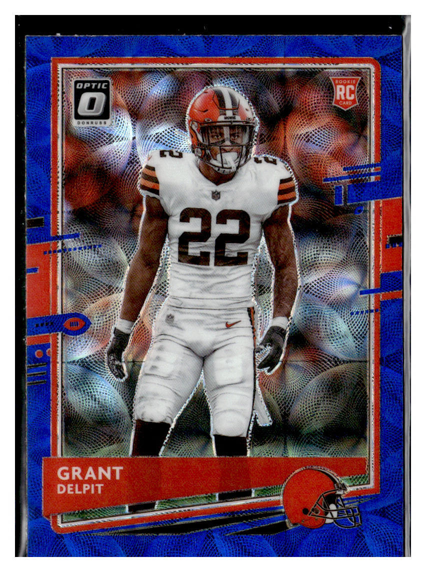 2020 Donruss Optic #122 Grant Delpit Blue Scope Prizm RC Browns