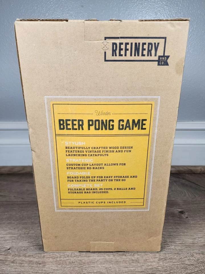 Refinery Wooden Beer Pong Tabletop Adult Party Drinking Game, EUC! - Image 3 of 4