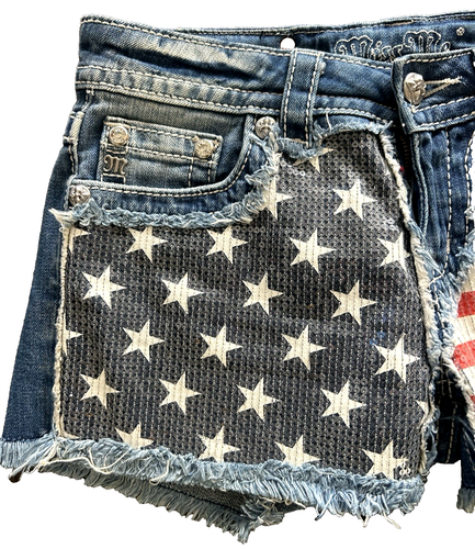 Miss Me Damenshorts amerikanische Flagge Sterne Streifen 27 rot weiß blau 4. Juli - Bild 2 von 10