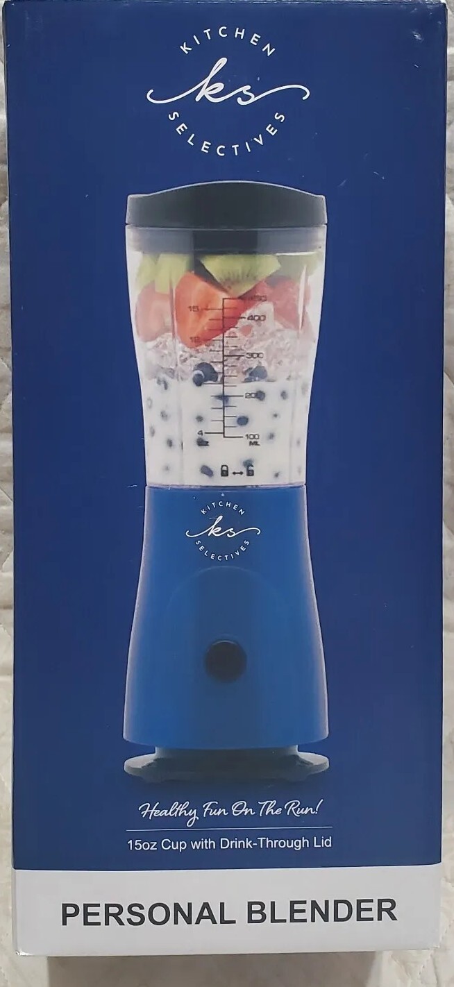 Kitchen Selectives 15oz Personal Blender w/ DrinkThrough Lid Cobalt💙Blue NIB eBay