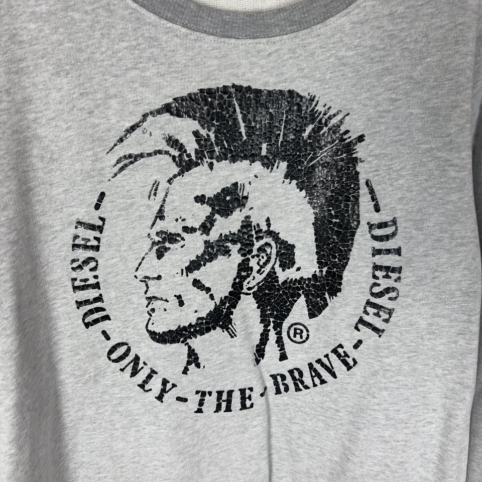 Suéter Diesel Para Mujer Gris Punk Mohawk Logo Estampado 100% Algodón XS-S Foto 4 de 4