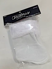 NEW Christmas Shoppe 🎄6 Pk Mini Christmas Stockings 6.25” x 4” White with Fur