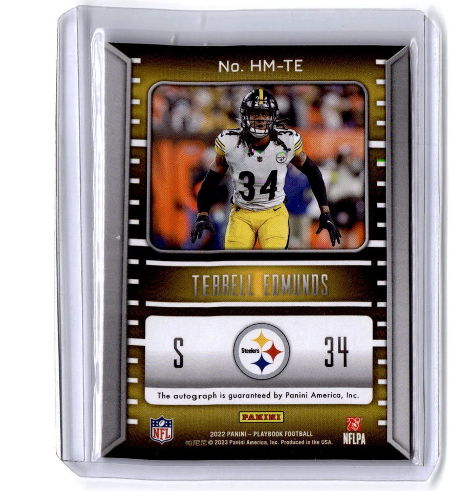 2022 Panini Playbook #HM-TE Terrell Edmunds Hash Marks Gold #/75 - Image 2 of 2