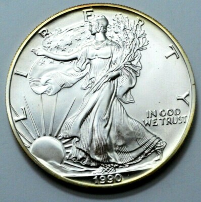 1990 American Silver Eagle $1 Dollar Nat.Toning 1 Oz .999