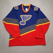 VINTAGE CCM MASKA St. Louis Blues Jersey Blue Mens Large Hockey NHL Sewn Adult