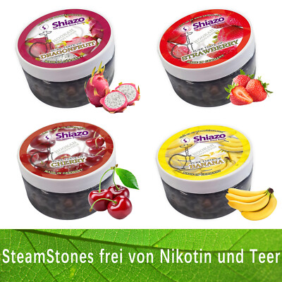 RMAN Shisha Tabak Shiazo 4 Pack Dampfsteine Mixed Sorten Stein Granulat Obst