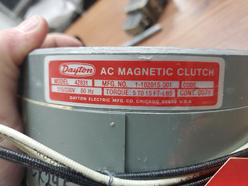 Dayton 4Z831 AC Magnetic Clutch 115/230v Torque 5 - 15 ft-lbs (CX24E) - Picture 4 of 6