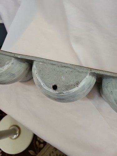 Planter Triple Ceramic Studio Pottery Hand Made Blue/Gray Glossy W/Drainage - Picture 13 of 17
