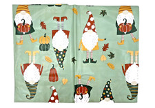 Gnomes Vinyl Tablecloth W/Flannel Backing Green 52in x 70in Oblong Pumpkins New