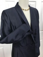 NWT TALBOTS NAVY BLUE SILK COTTON BLEND ONE BUTTON LINED BLAZER SIZE 4