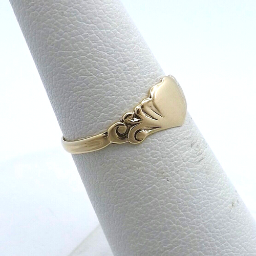 Victorian 10k Gold Heart Signet Ring Engravable - Picture 2 of 5