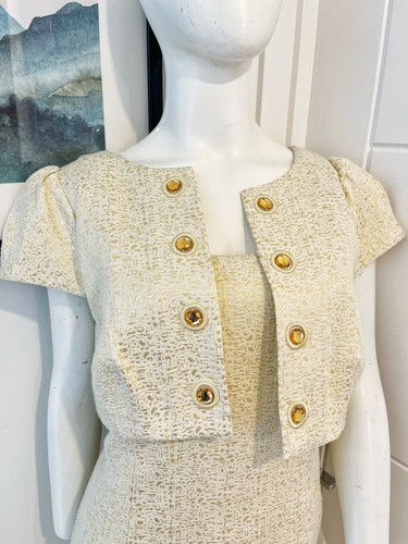 Berkertex Size 16 Ivory Gold Mother of Bride Groom Wedding Guest Outfit Dress - Imagen 4 de 13