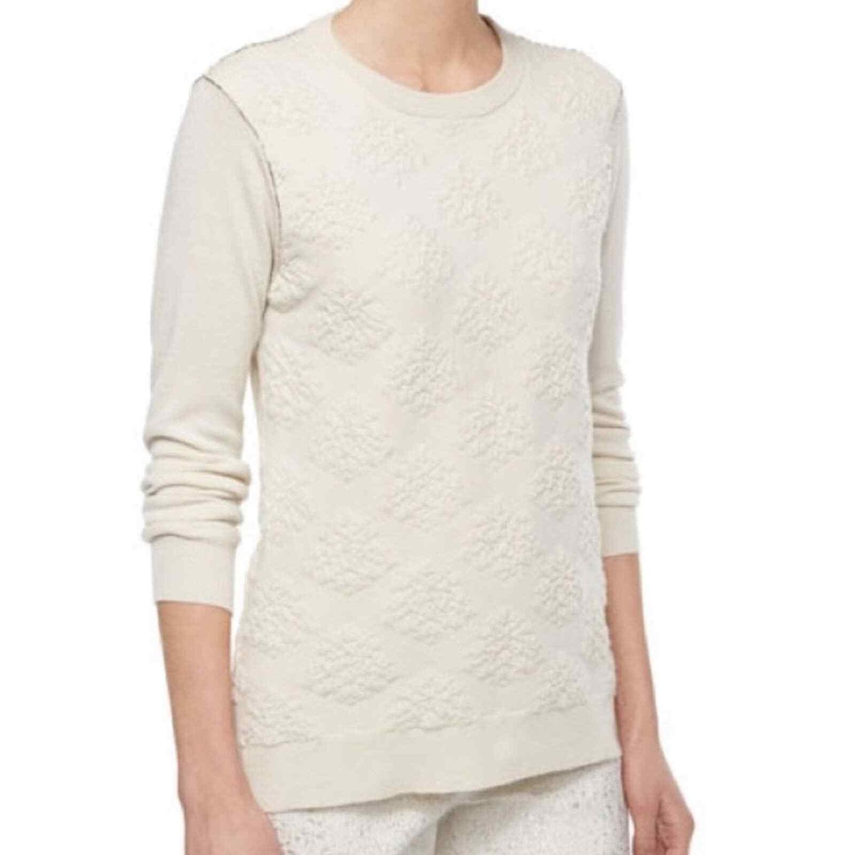 Bright Bead Fringe Texture White Sweater Bright Bead Fringe Texture White Sweater