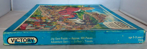 Rompecabezas de madera vintage VICTORY Gulliver's Travels 100 piezas completo en caja - Imagen 5 de 6