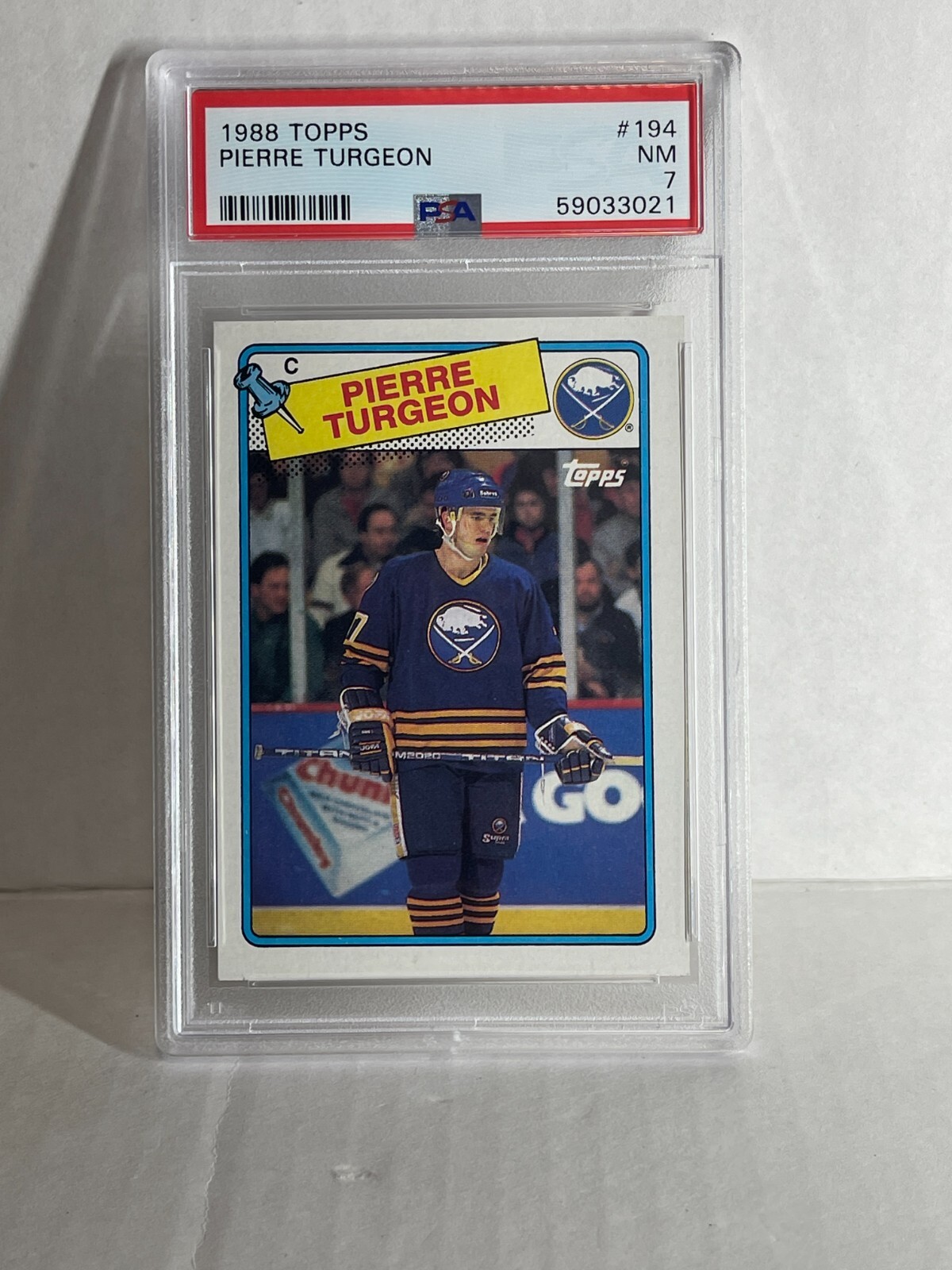 1988 TOPPS PIERRE TURGEON #194 ROOKIE CARD PSA 7