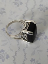 Vintage Silver 925 And  Onyx Statement Cocktail Ring.