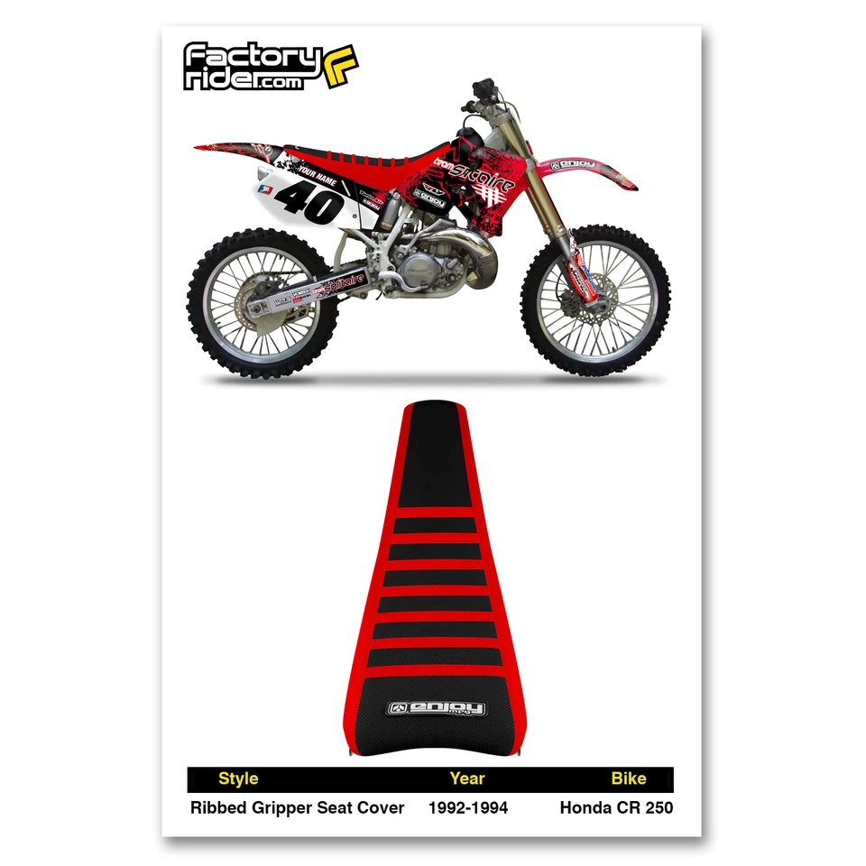 1992 - 1994 年本田 CR 250 座椅套 Enjoy MFG 红色和黑色带红色丝带 #119 — 第 2/4 张图片