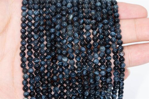 4MM Genuine Natural Blue Tiger Eye Beads Grade AAA Round Gemstone Loose Beads - Picture 3 of 4