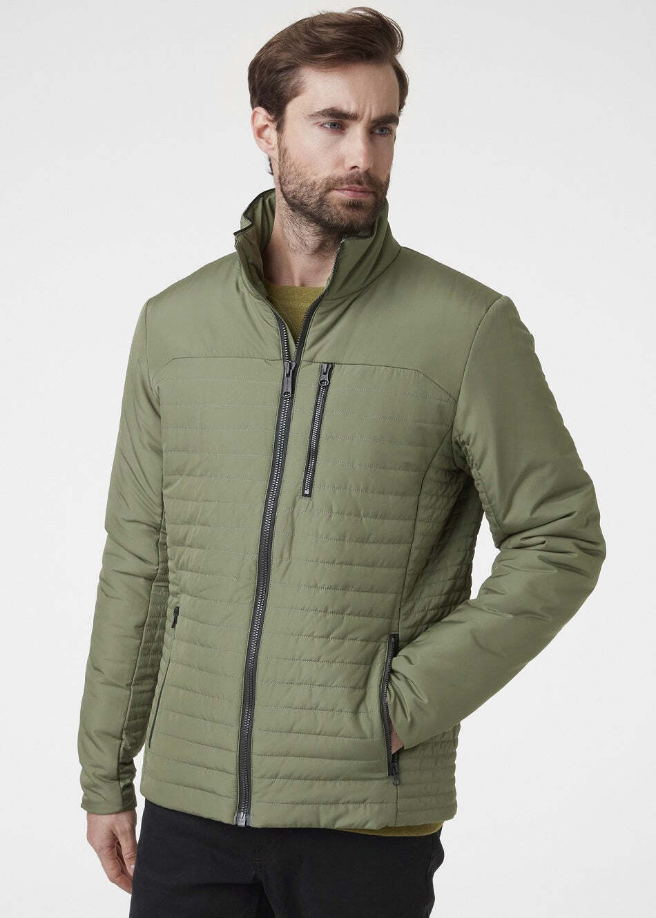 Chaqueta aislante para hombre Helly Hansen Crew verde lava