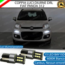 COPPIA LAMPADE DIURNE POSIZIONE DRL 15 LED BAY15D CANBUS FIAT PANDA 3 III 6000K