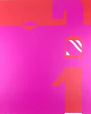 Pop Art Lithografie ONE 44,5x36,5 cm Komposition rottöne handsigniert vintage