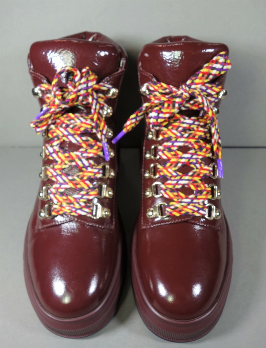 CHANELラバーブーツ　36 New CHANEL Shiny Calfskin Lace Up Combat Boots Black Size 37.5 22A