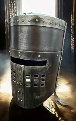 #ad Medieval Black Knight Monty Steel Iron Helmet Steel Knight Helmet Battle Ready $109.00