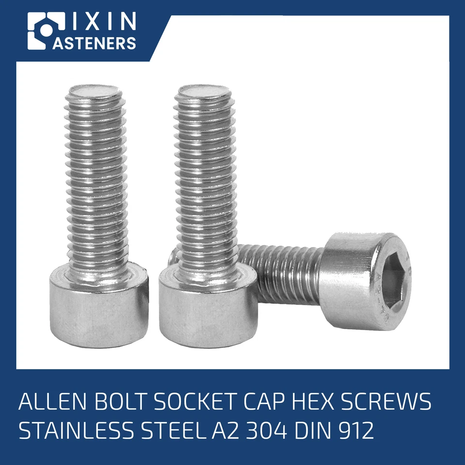 FIXINFASTENERS M3 M4 M5 M6 ALLEN BOLTS SOCKET CAP SCREWS HEX HEAD STAINLESS STEEL DIN 912