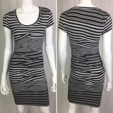 $265 Nicole Miller Studio Stretchy Ruched Bodycon Dress Women’s Small Black Gray
