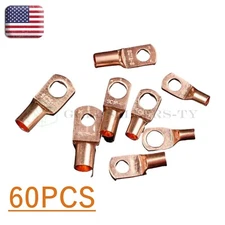 60PCS Battery Copper Lugs Wire Cable Ends Ring Terminal Connector
