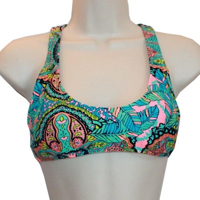 Eidon Strappy Back Bralette Bikini Swim Top L *Paisley* NEW