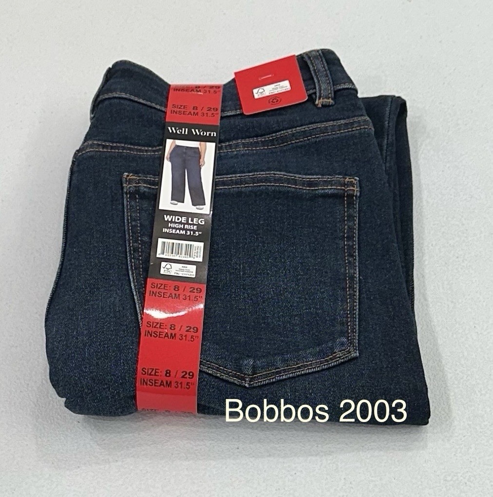 Well Worn Women's Wide Leg High Rise Jeans, Dark Blue, Size 8/29 (inseam 31.5)