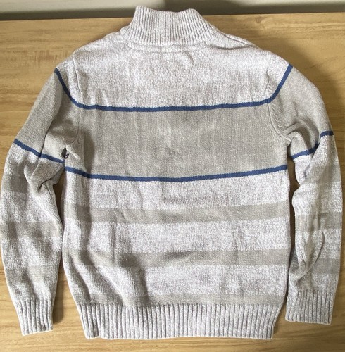 Commerce Boy's Long Sleeve Quarter Zip Sweater Grey Blue Winter Theme Size 8 - Picture 3 of 3