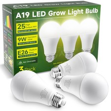 UNILAMPRO Full Spectrum A19 9W LED Grow Light Bulbs for Indoor Plants 3-Pack 