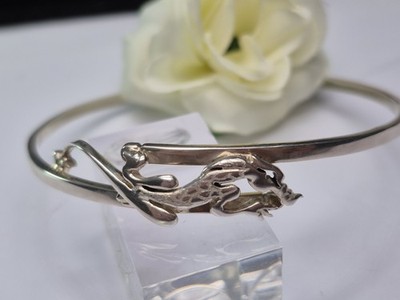 BANGLE - Sterling Silver Bypass Bangle, Dragon Design. Hallmarked.