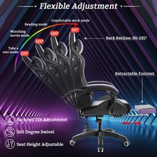 LED RGB Computer Gaming Chair Ergonomic Office Chairs Recliner Speaker Bluetooth 5