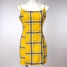 Forever 21 Yellow Plaid Mini Dress 90s Clueless Aesthetic Women Large L
