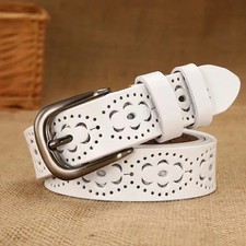 Hollow Leather Belt for Women Ladies Belt for Jeans Pants Fashion Waist Belt