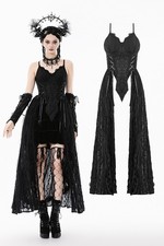 Dark In Love Women Black Romantic Gothic Irregular Lace Tail Long Dress