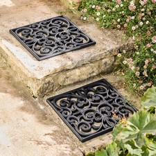 Garden Stepping Stones x2 Non Slip Rubber Lawn Path Patio Easy Lay Set Steps
