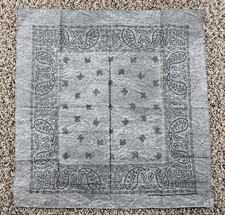 Vintage 1970s Wamcraft Mens Square Bandana Gray Black Paisley Western