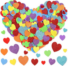 600 Pieces Valentine Foam Heart Stickers Multicolor Self-Adhesive Heart Shaped S