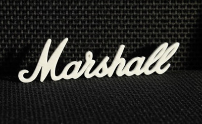 Marshall Amp Logo Badge - weißes Schild für Gitarrenverstärker 3'' 7,5 cm