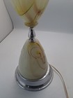 Vintage Slag Glass Table Lamp Green/White Marble Glass, Ornate Base MCM Art Deco — photo 2
