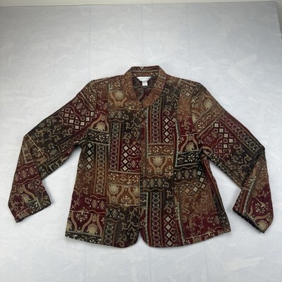 Christopher & Banks Tapestry Jacket Women s L Zip Front Boho Southwestern