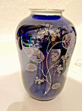 Vase Johann Haviland Bavaria,Silberrand,florales Design,Modell 01769,Höhe 19cm