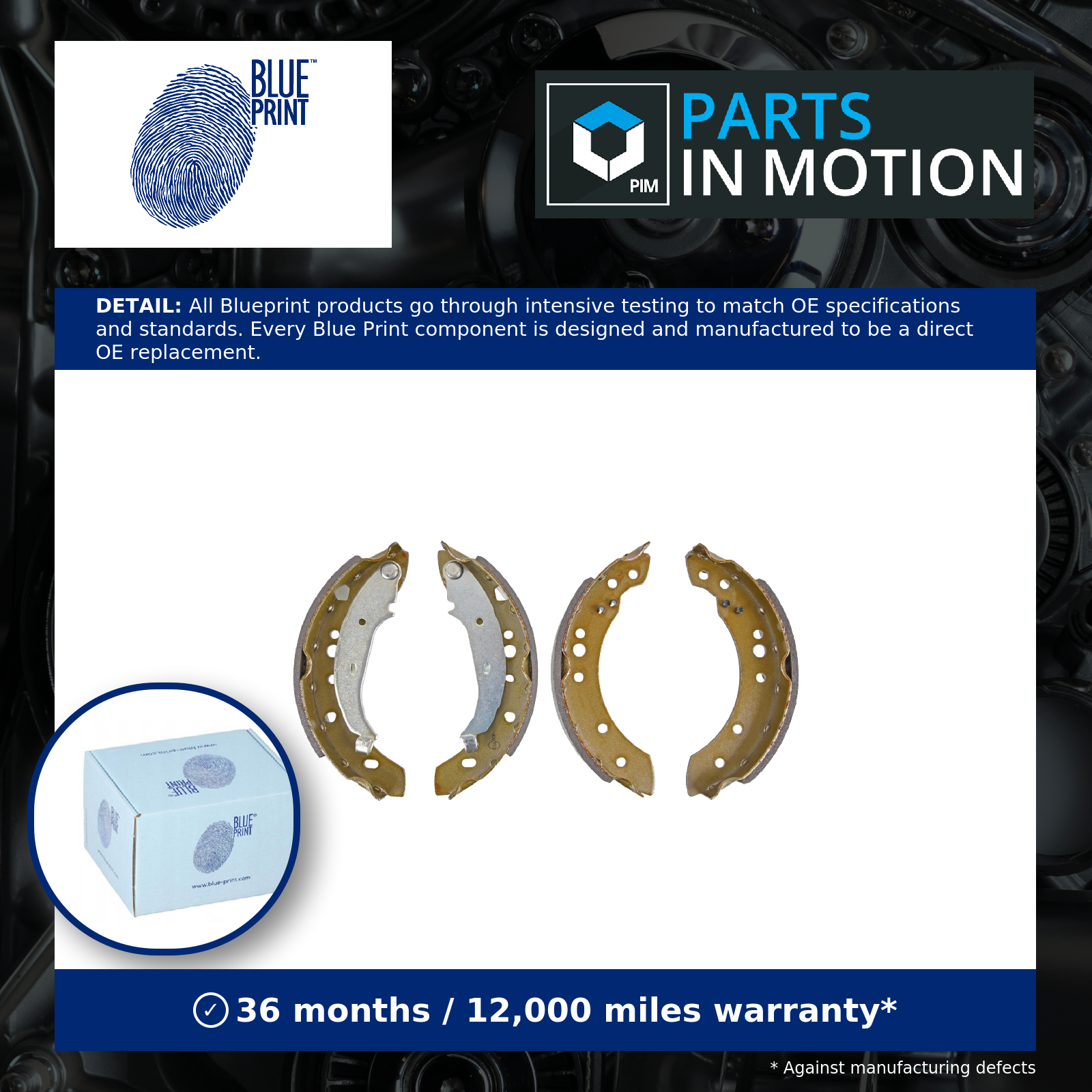 Brake Shoes Set fits RENAULT TWINGO Mk2 1.5D 2007 on Blue Print 7701209586 New